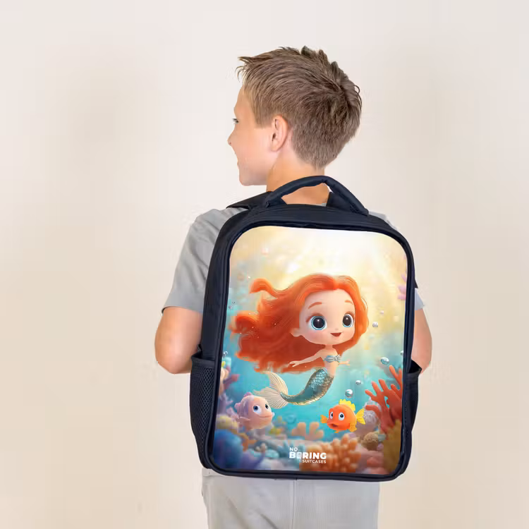 Kids backpack - Black - Mermaid - Fish - Coral — 2