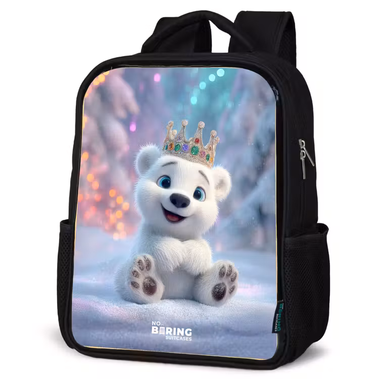 Kids backpack - Black - Polar bear - Crown - Winter — 4