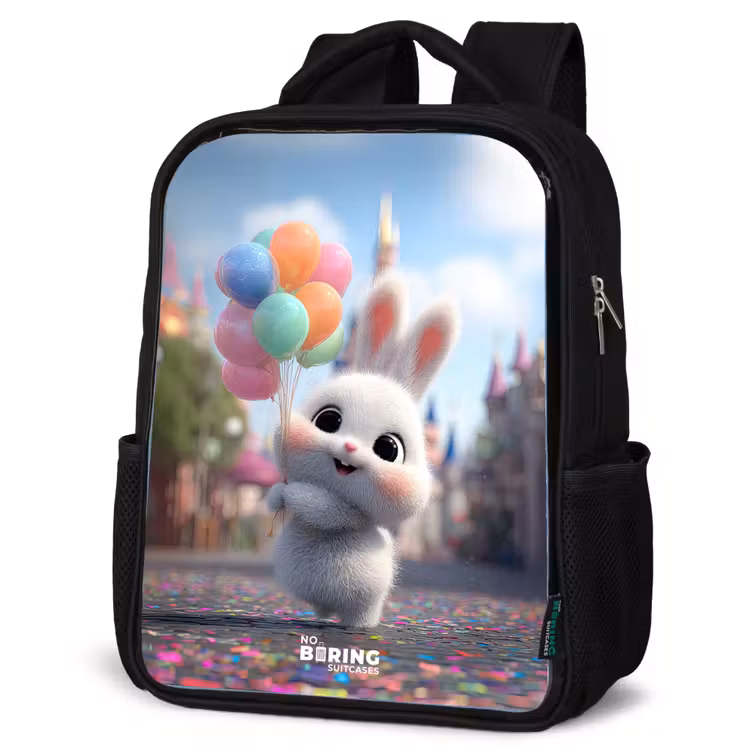 Kids backpack - Black - Rabbit - Balloons — 4