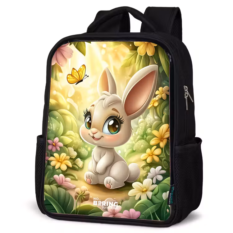 Kids backpack - Black - Rabbit - Sunlight - Fairytale - Butterfly — 4
