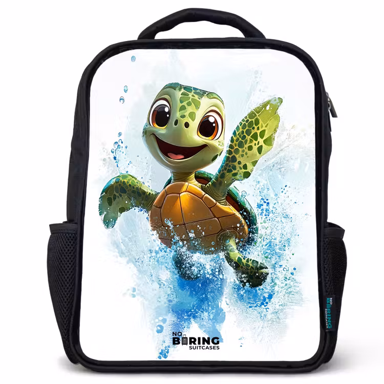 Kids backpack - Black - Turtle - Water - Green — 1