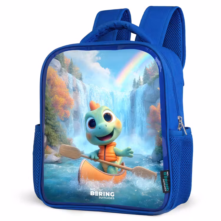 Kids backpack - Blue - Dino - Nature - Waterfall — 3