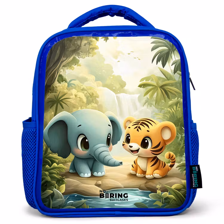 Kids backpack - Blue - Elephant - Tiger - Forest - Jungle — 1
