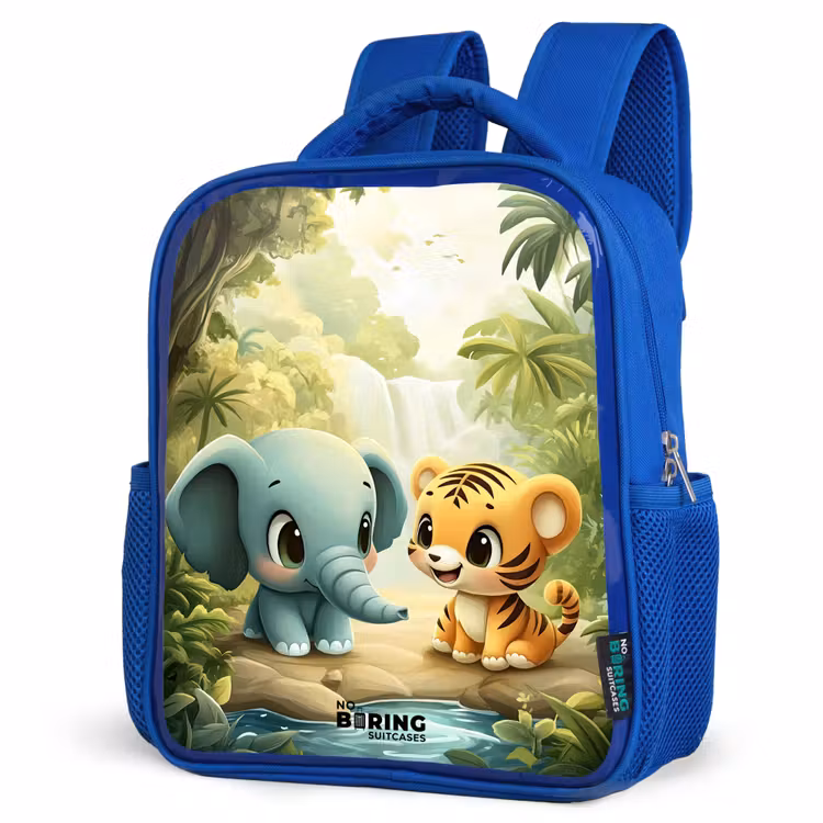 Kids backpack - Blue - Elephant - Tiger - Forest - Jungle — 3
