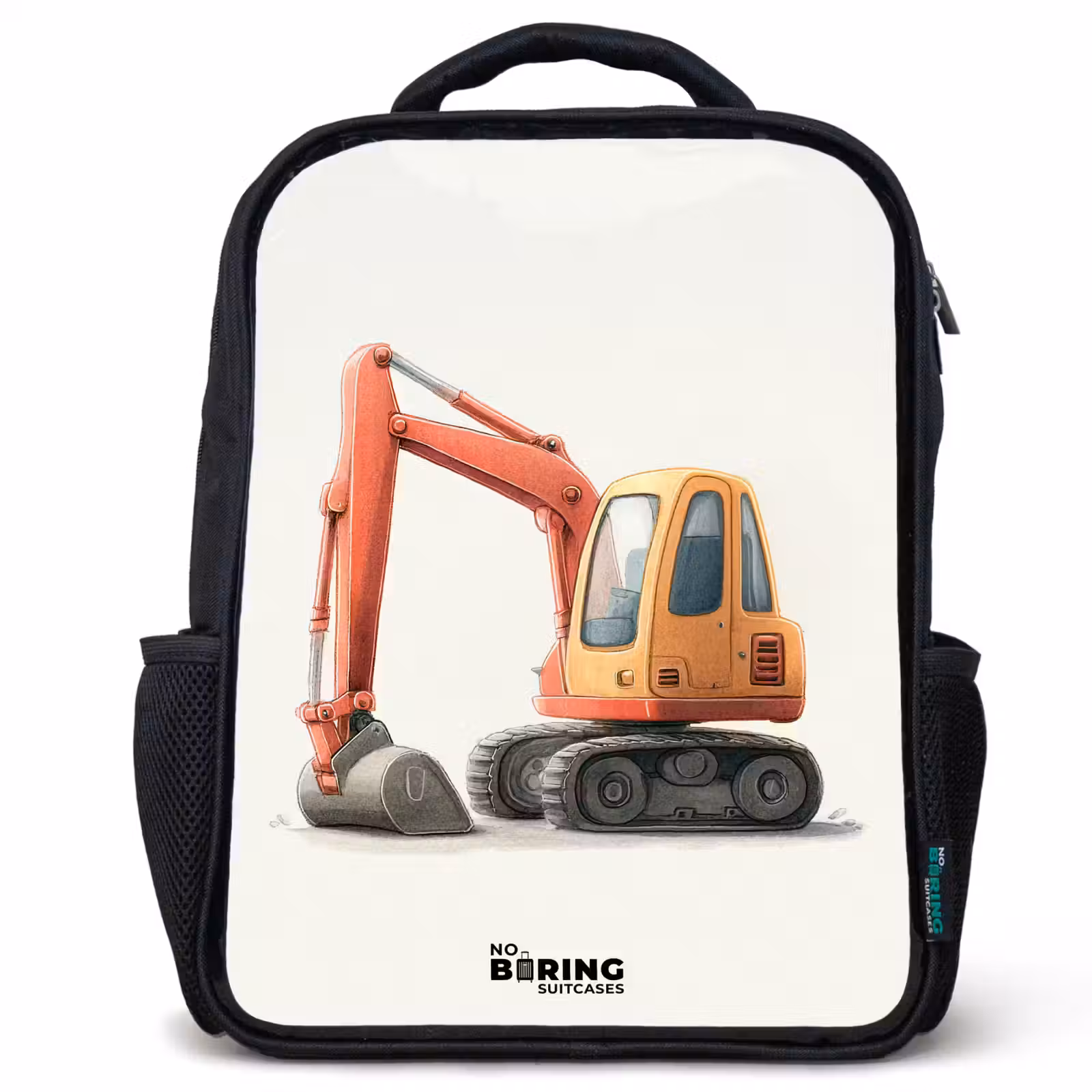 Kids backpack - Black - Excavator - Signed - Orange — 1