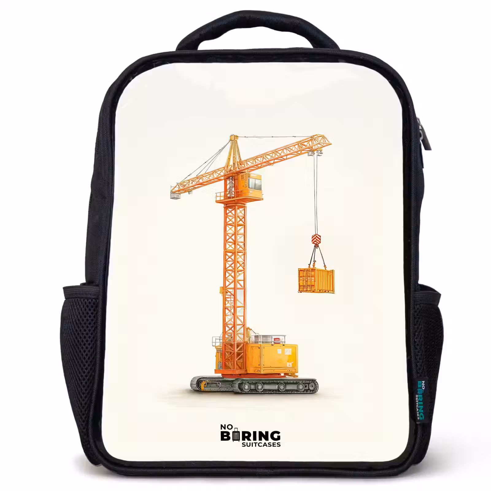 Kids backpack - Black - Tower Crane - Signed - Orange — 1