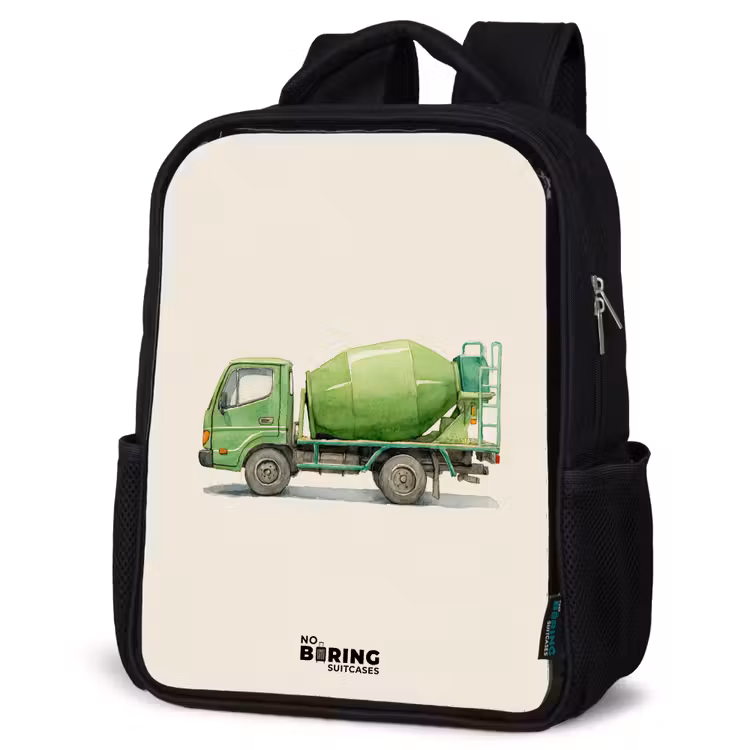 Kids backpack - Black - Concrete mixer - Signed - Green — 4