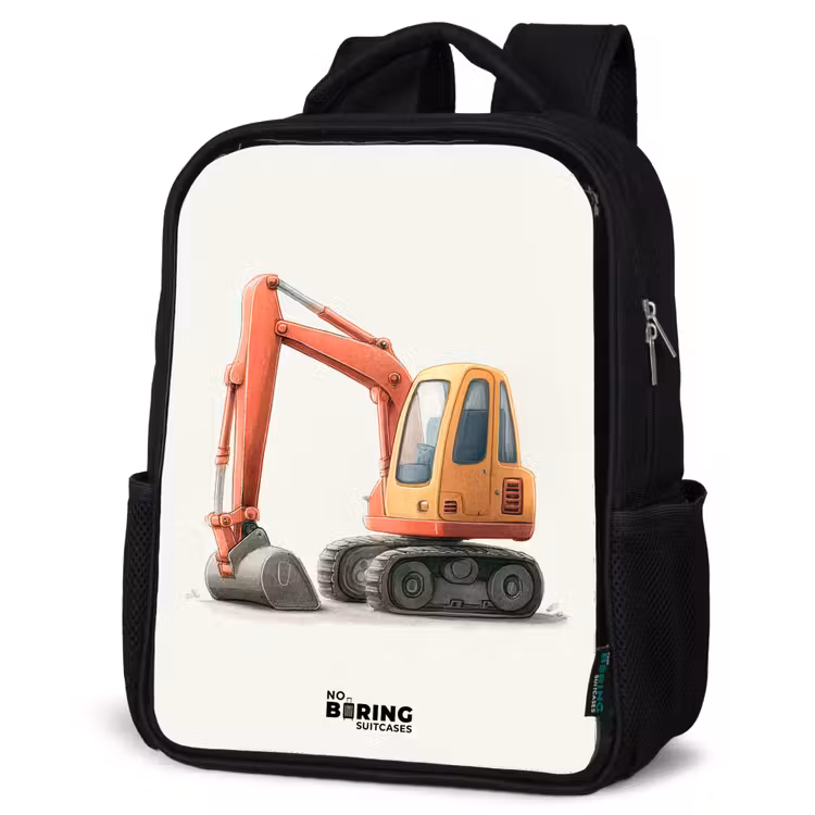 Kids backpack - Black - Excavator - Signed - Orange — 4