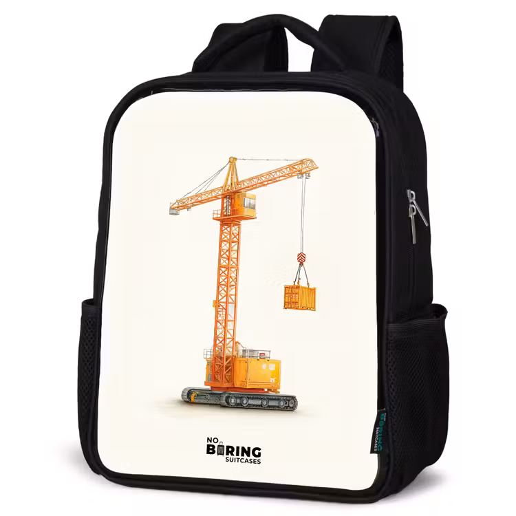 Kids backpack - Black - Tower Crane - Signed - Orange — 4