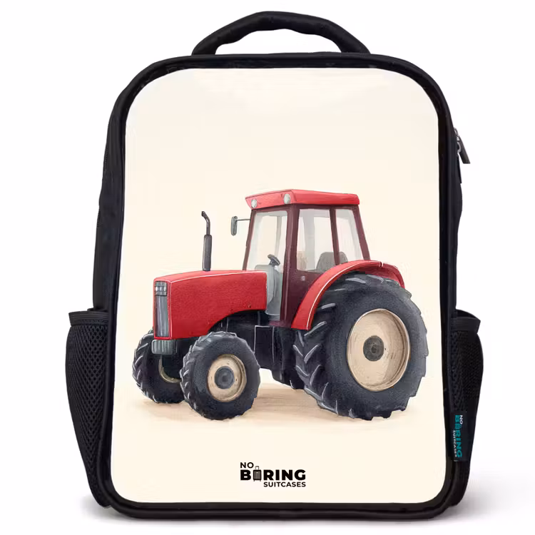 Kids backpack - Black - Tractor - Signed - Red — 1