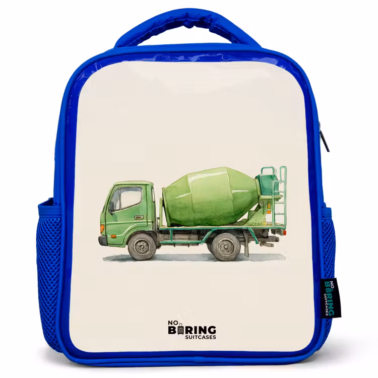 Kids backpack - Blue - Concrete mixer - Signed - Green — 1