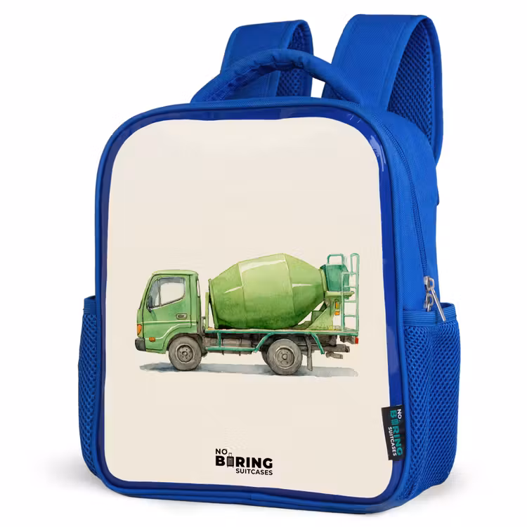 Kids backpack - Blue - Concrete mixer - Signed - Green — 3