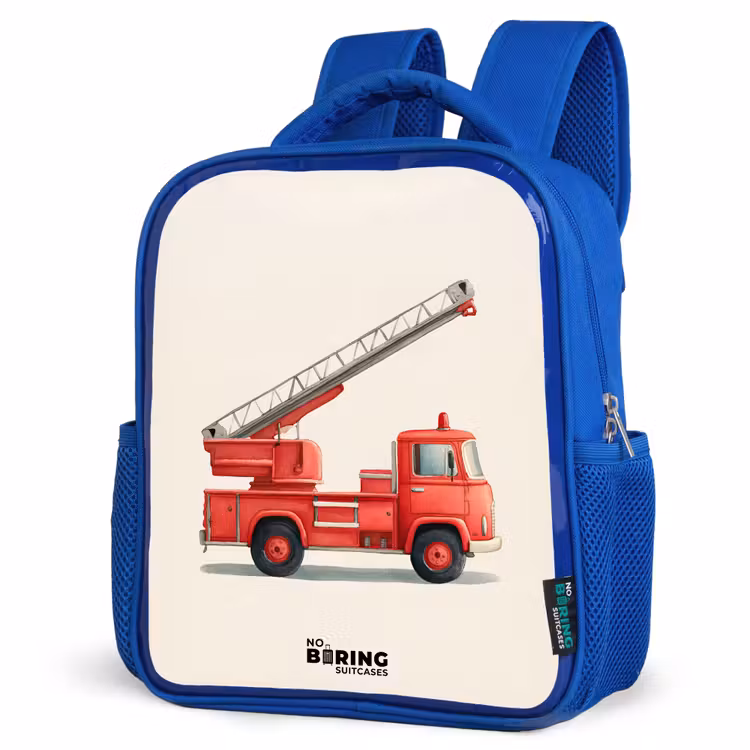 Kids backpack - Blue - Fire truck - Signed - Red — 3