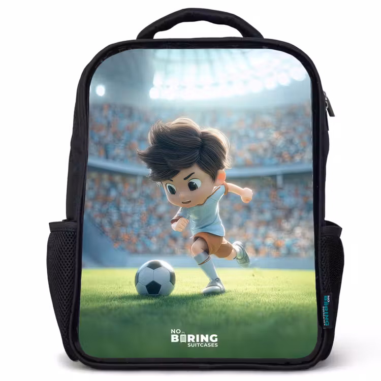 Kids backpack - Black - Boy - Soccer - Stadium - Sunlight — 1