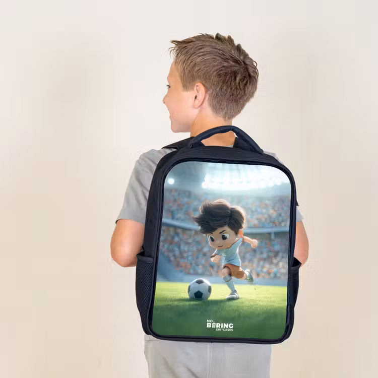 Kids backpack - Black - Boy - Soccer - Stadium - Sunlight — 2