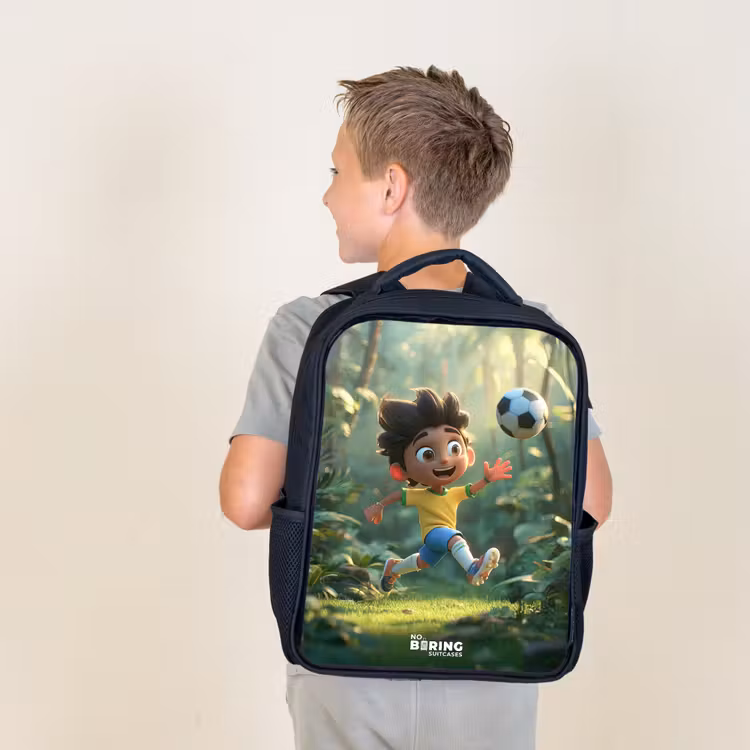 Kids backpack - Black - Soccer - Boy - Forest — 2