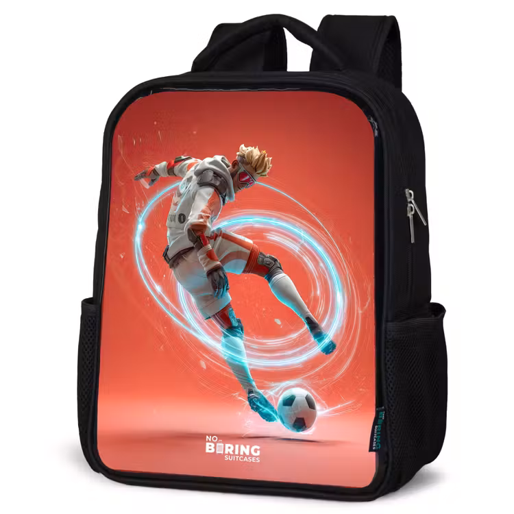 Kids backpack - Black - Soccer - Boy - Red - Light Circle — 4