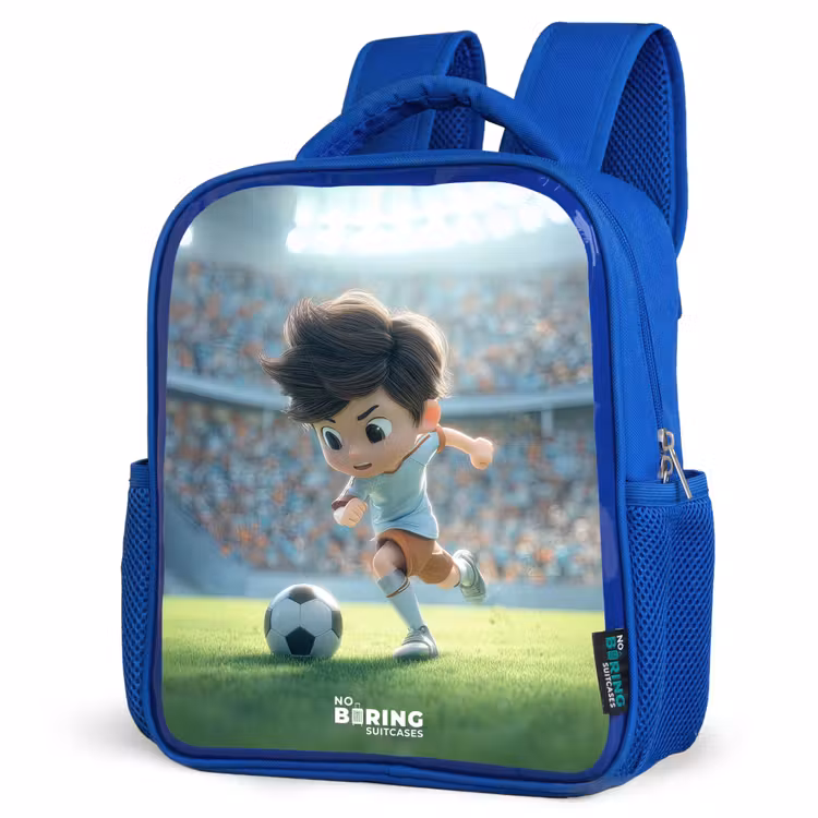 Kids backpack - Blue - Boy - Soccer - Stadium - Sunlight — 3