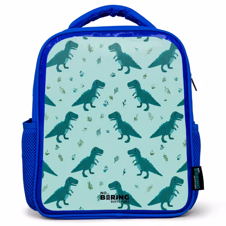 Kids backpack - Blue - Dinos - Pattern - Green — 1