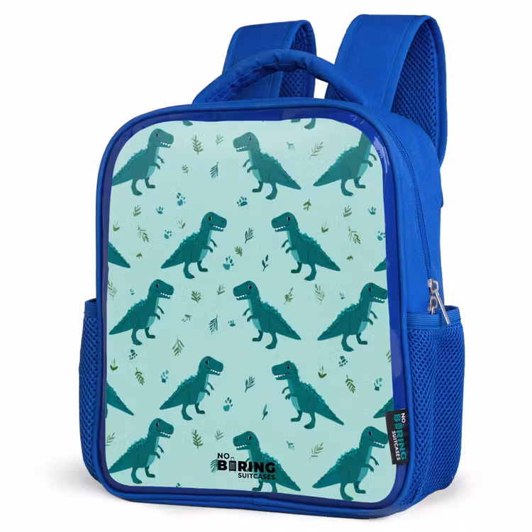 Kids backpack - Blue - Dinos - Pattern - Green — 3