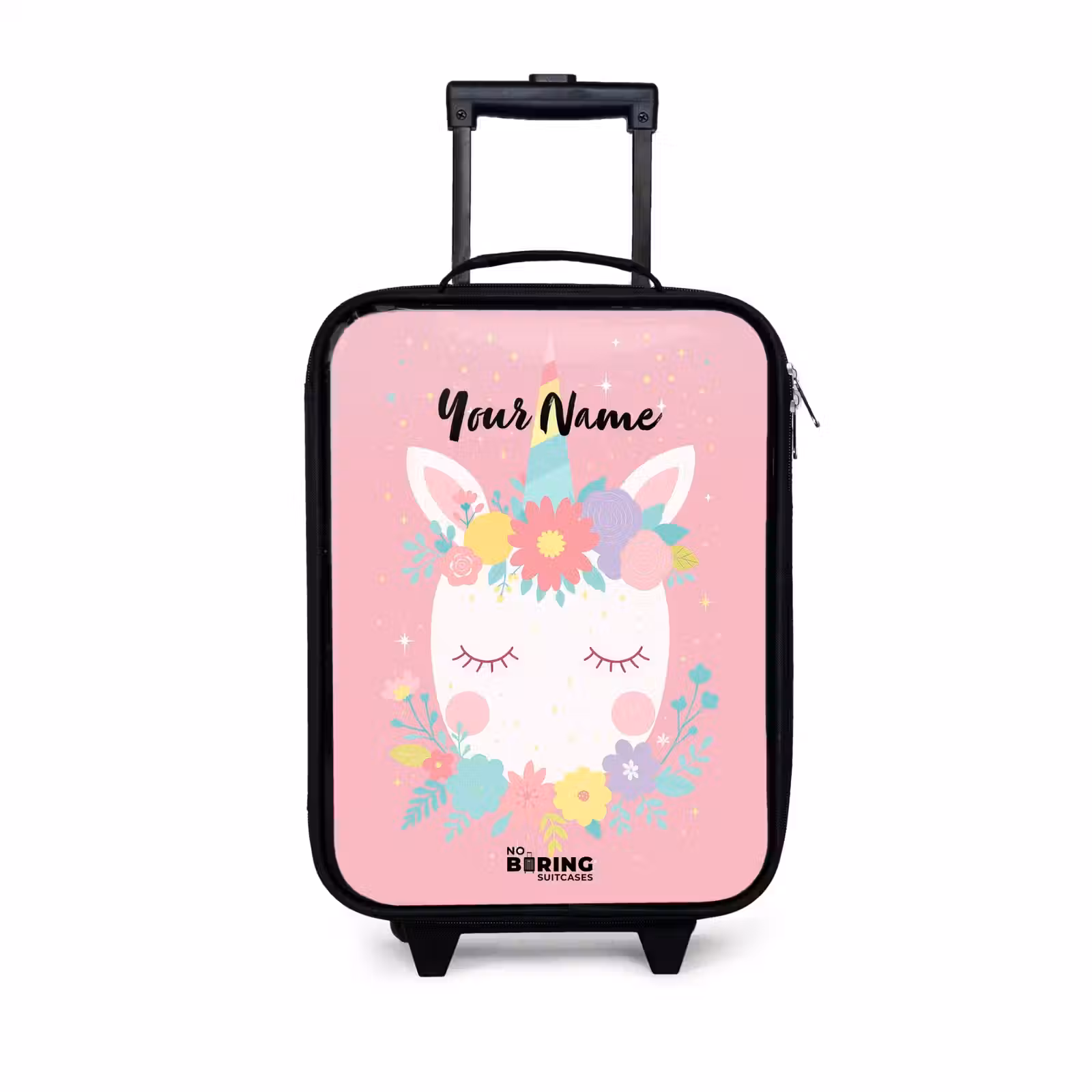 Children's suitcase - Unicorn - Flowers - Pink — 1