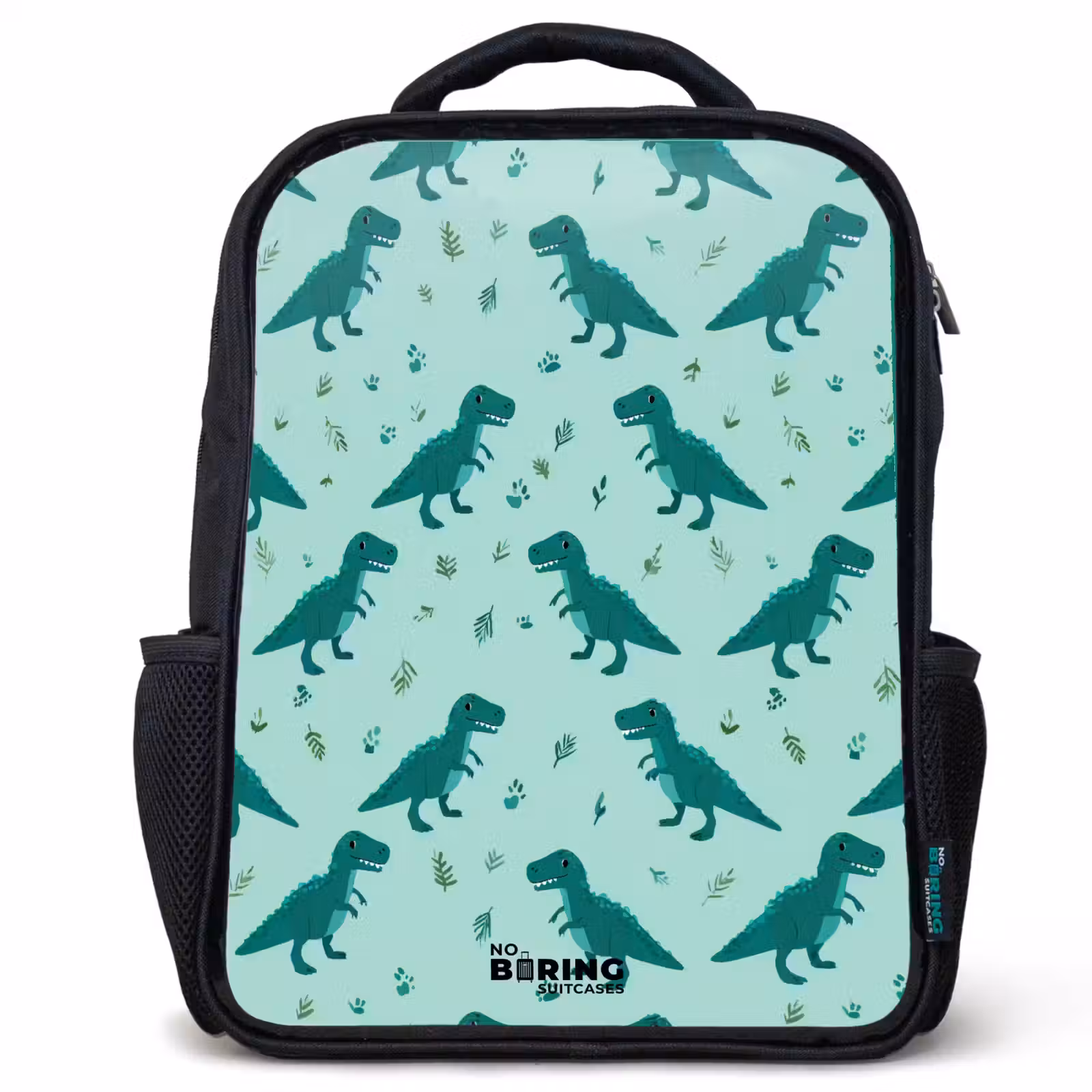 Kids backpack - Black - Dinos - Pattern - Green — 1