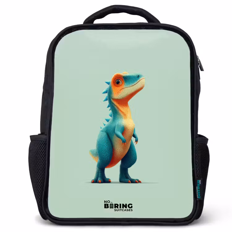 Kids backpack - Black - Dino - Animal - Green - Orange — 1