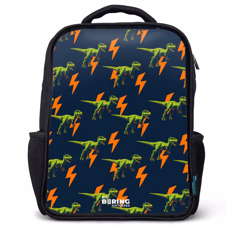 Kids backpack - Black - Dinos - Lightning - Animals - Blue — 1
