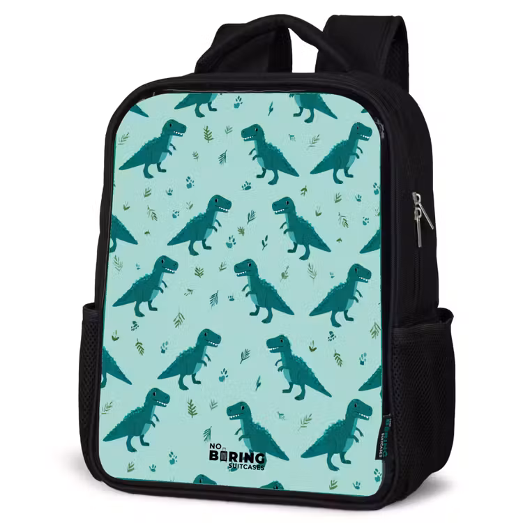 Kids backpack - Black - Dinos - Pattern - Green — 4
