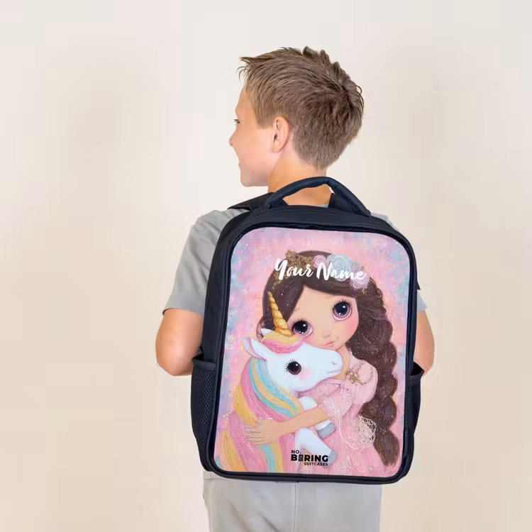 Kids backpack - Black - Girl - Unicorn - Glitter — 2