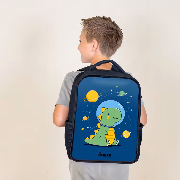 Kids backpack - Black - Dino - Planet - Star - Blue — 2
