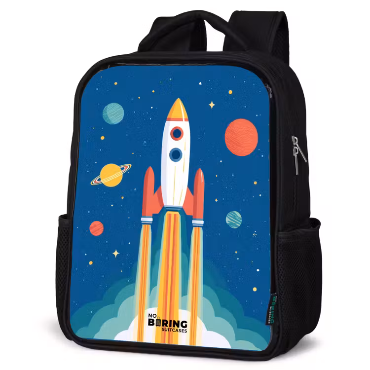 Kids backpack - Black - Rocket - Planet - Stars - Multicolored — 4