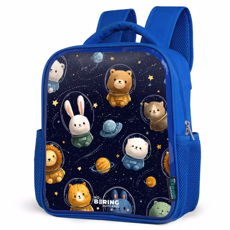 Kids backpack - Blue - Animals - Astronaut - Planets - Stars — 3