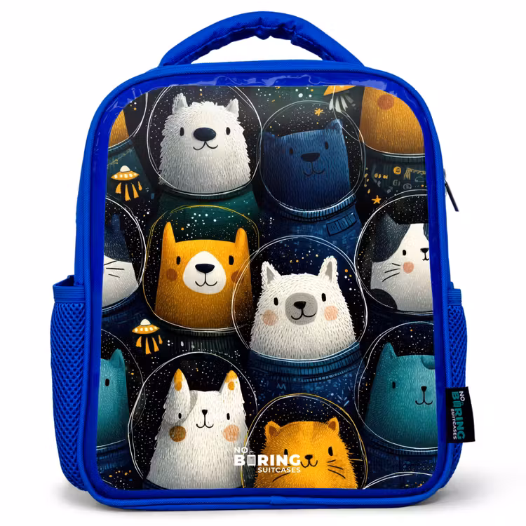 Kids backpack - Blue - Animals - Stars - Planets - Astronaut — 1