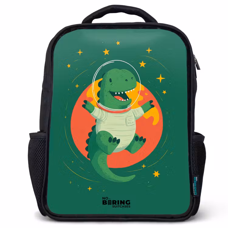 Kids backpack - Black - Dino - Planet - Stars - Green — 1