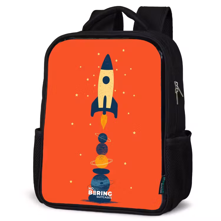 Kids backpack - Black - Rocket - Stars - Planets — 4
