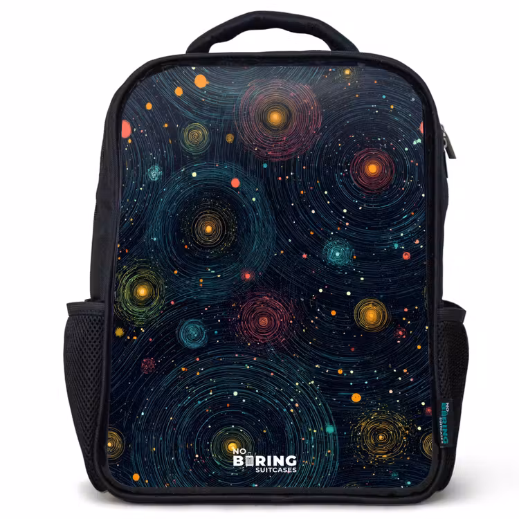 Kids backpack - Black - Stars - Planets - Colorful — 1