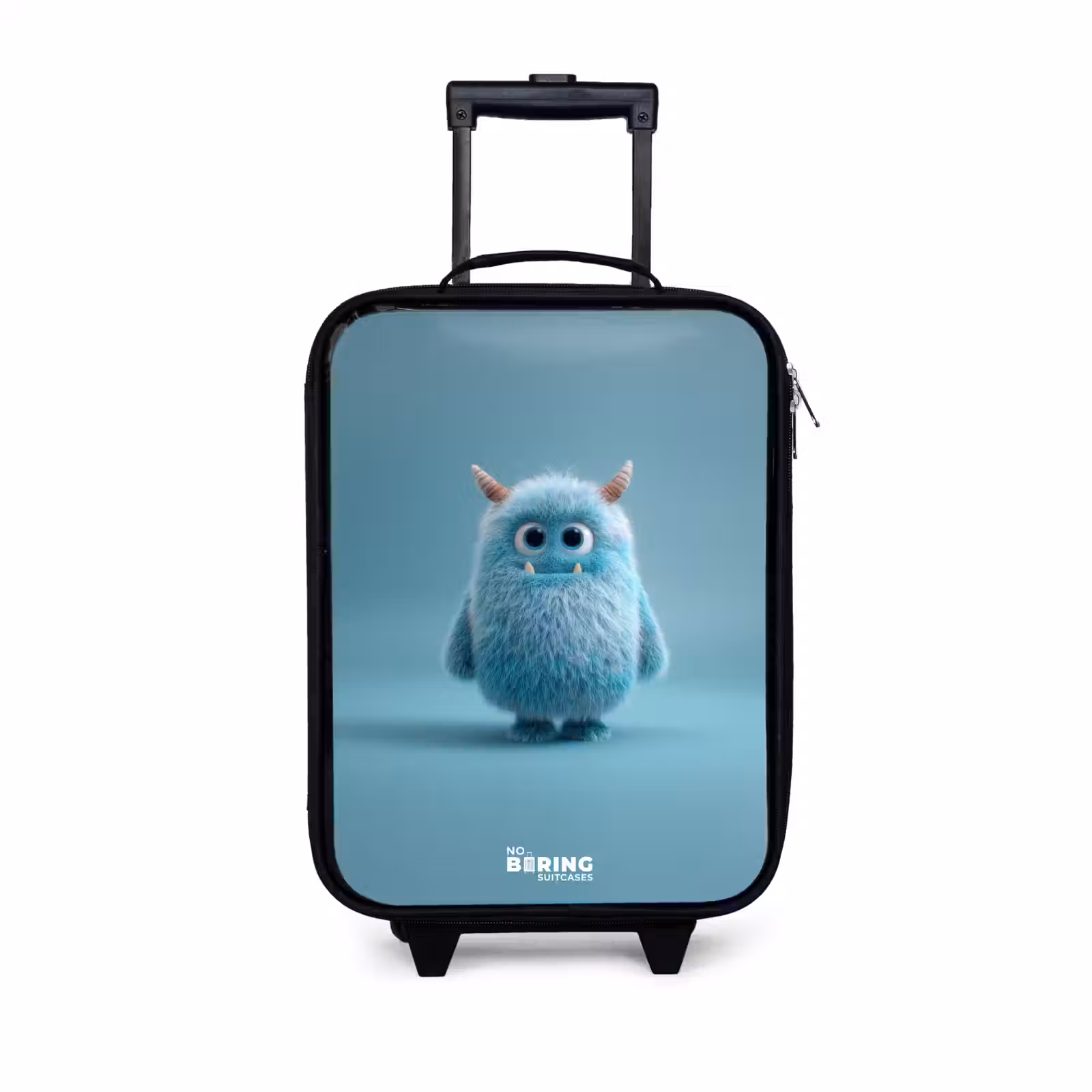 Children's suitcase - Blue fluffy monster with horns — 1