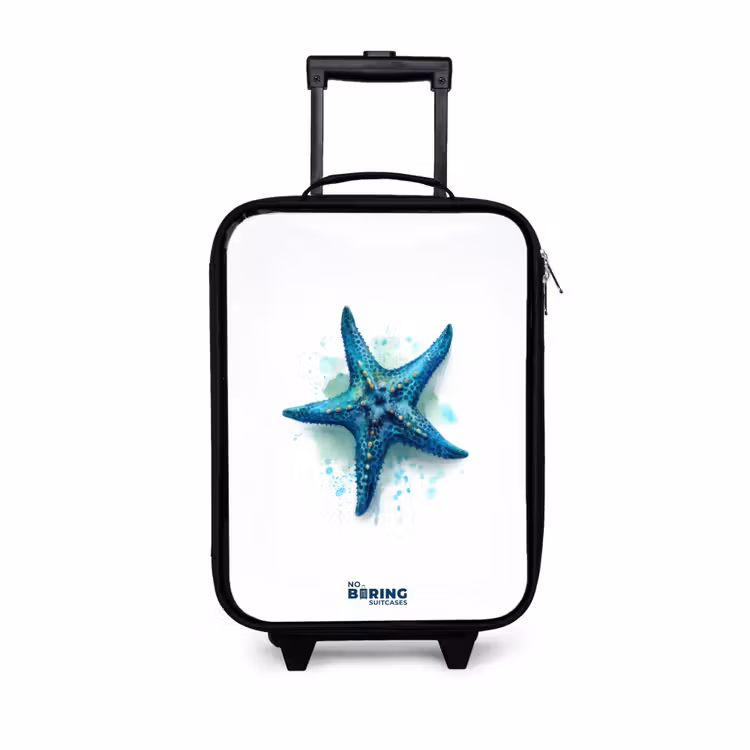 Children's suitcase - Blue Starfish on White Background — 1