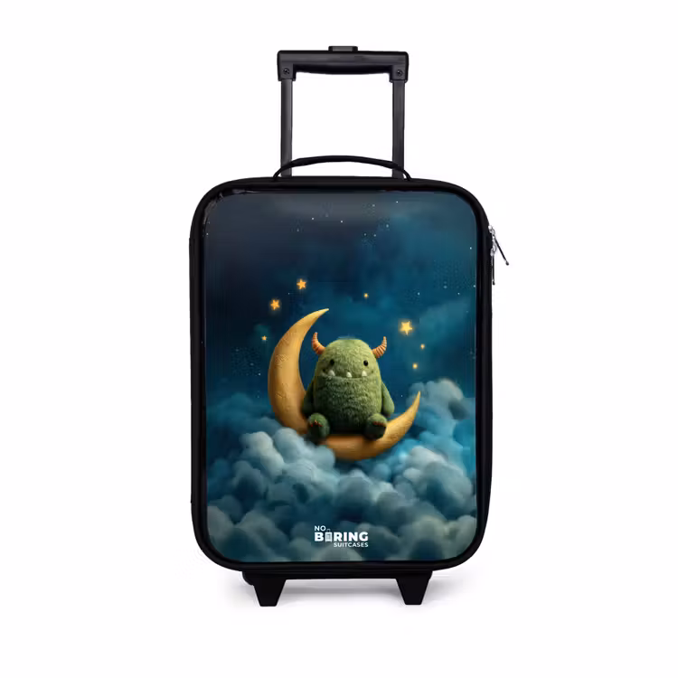 Children's suitcase - Green monster on crescent moon — 1