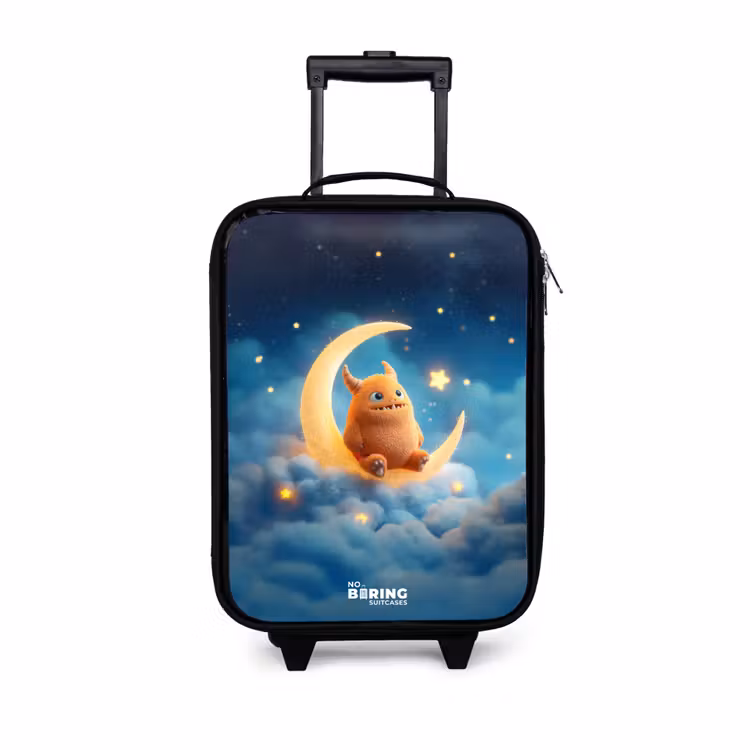 Children's suitcase - Orange monster on crescent moon — 1