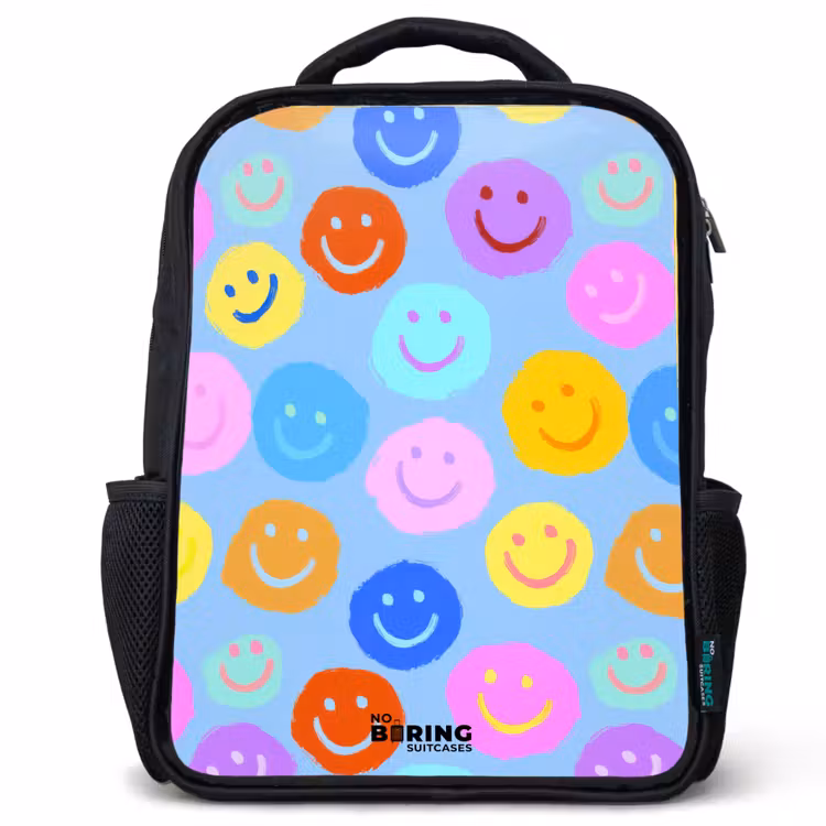 Kids backpack - Black - Cheerful pattern of smileys — 1