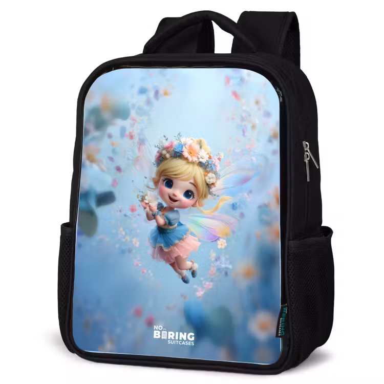 Kids backpack - Black - Butterfly Fairy in Flower Air — 4