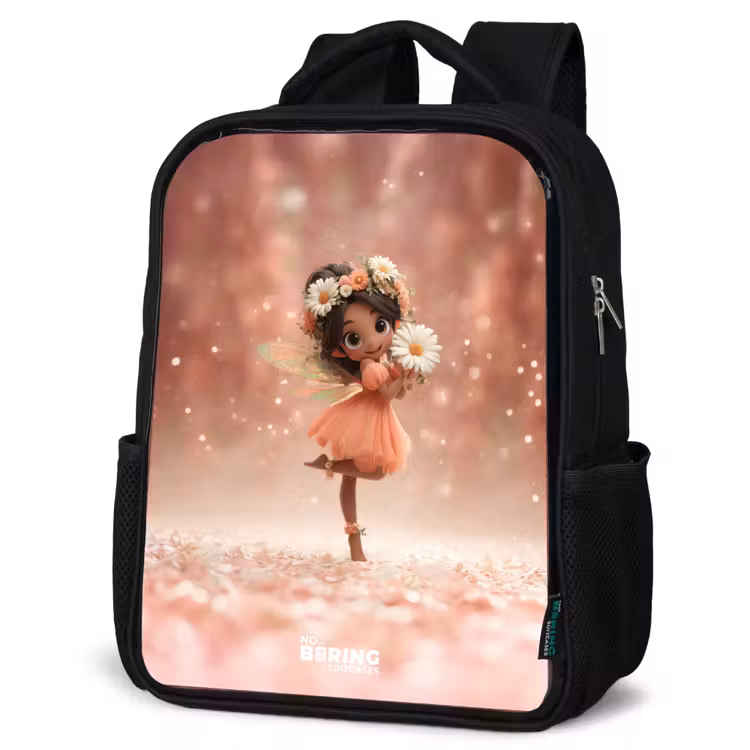 Kids backpack - Black - Fairy with daisies — 4