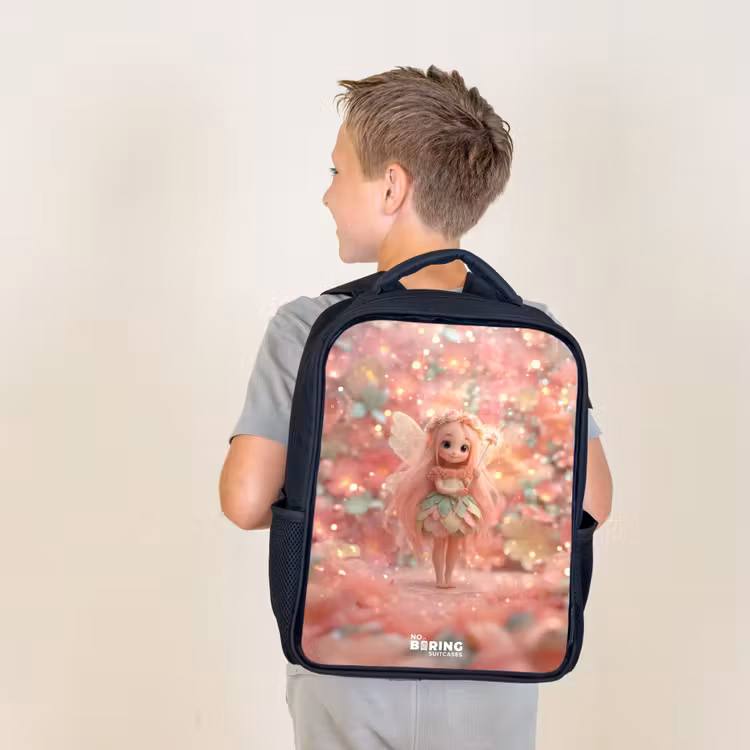 Kids backpack - Black - Flower fairy in pink fairy world — 2