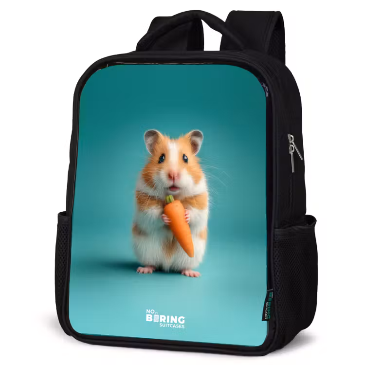 Kids backpack - Black - Hamster - Carrot - Animal — 4