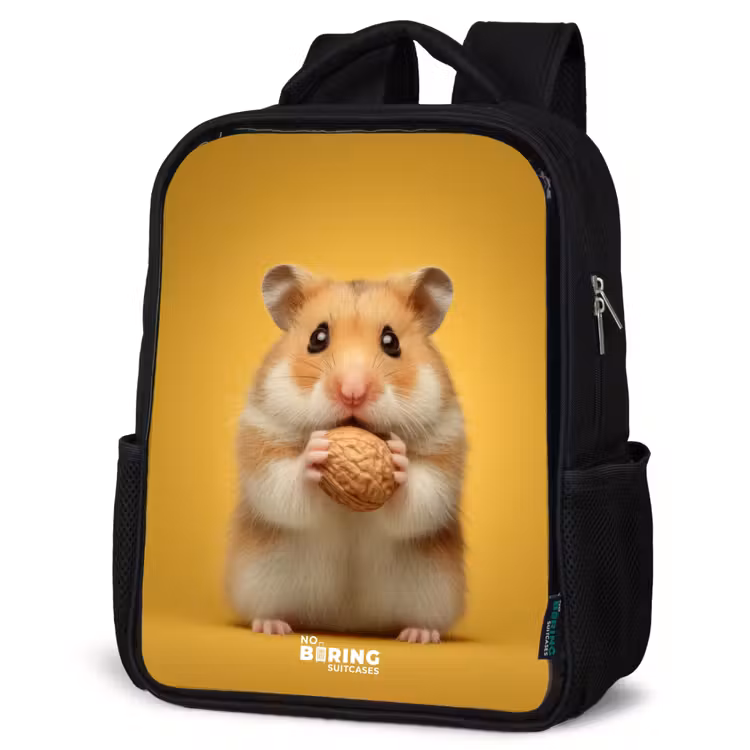 Kids backpack - Black - Hamster - Walnut - Animal — 4