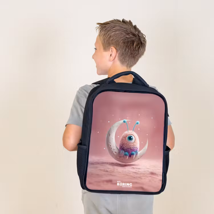Kids backpack - Black - Moon rocker with Fluffy Weasel — 2