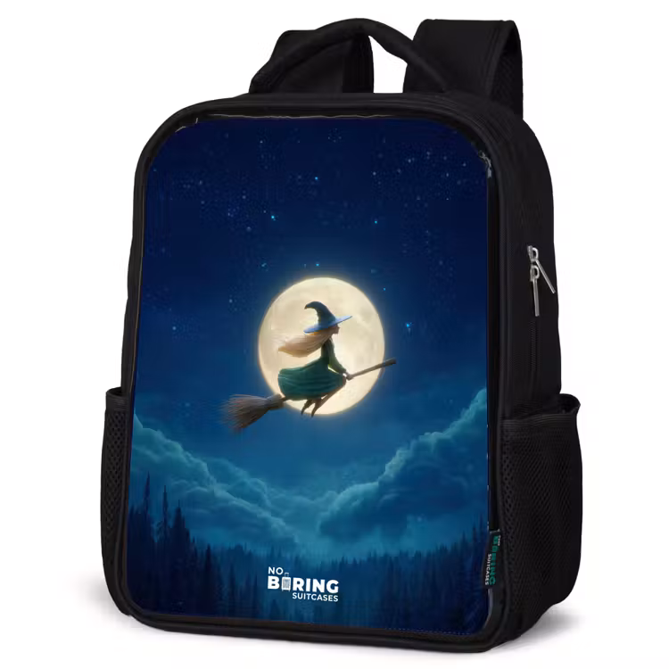 Kids backpack - Black - Night Flight Over the Forest — 4