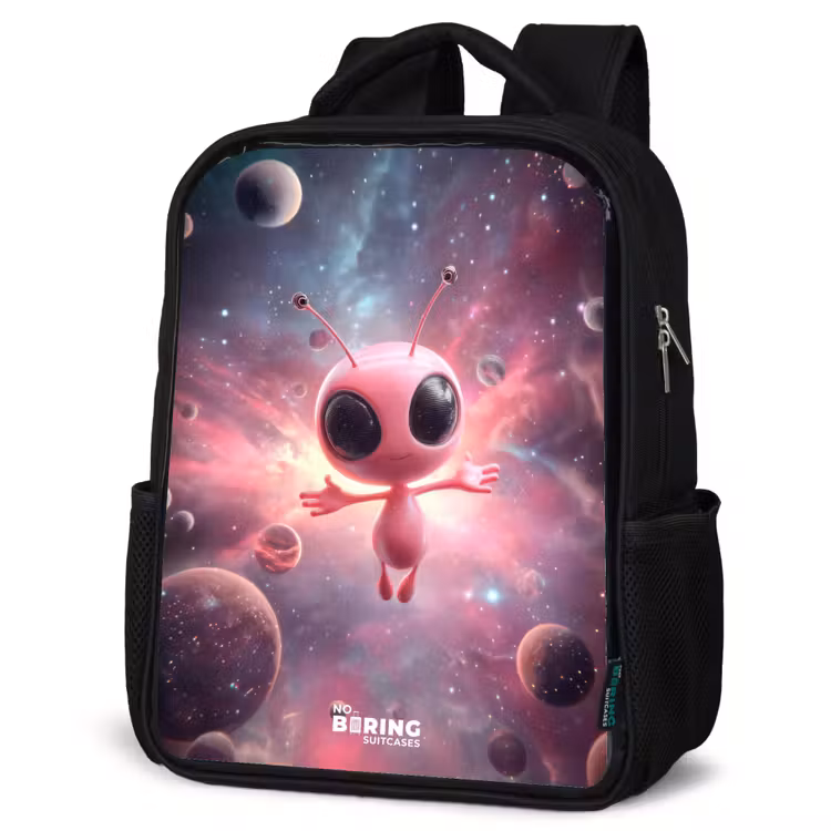 Kids backpack - Black - Pink Alien in Star Nebula — 4